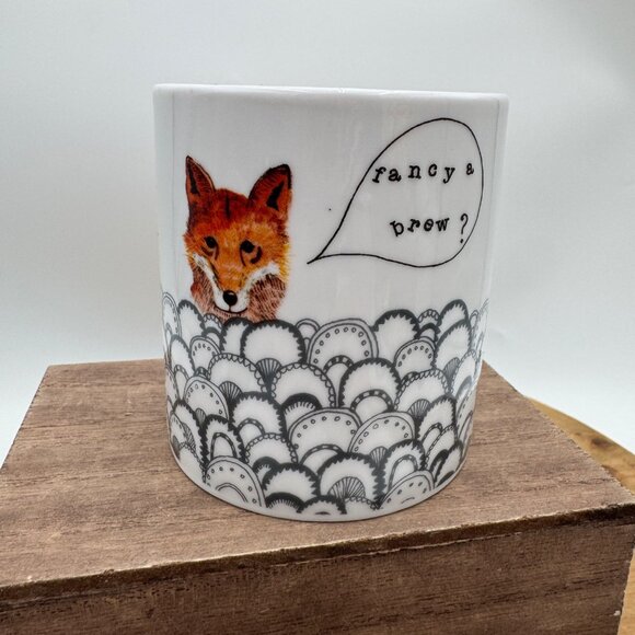 Dear Prudence for Urban Outfitters Fox Says Fancy a Brew Mug Animal Themed Mug F - Picture 1 of 10